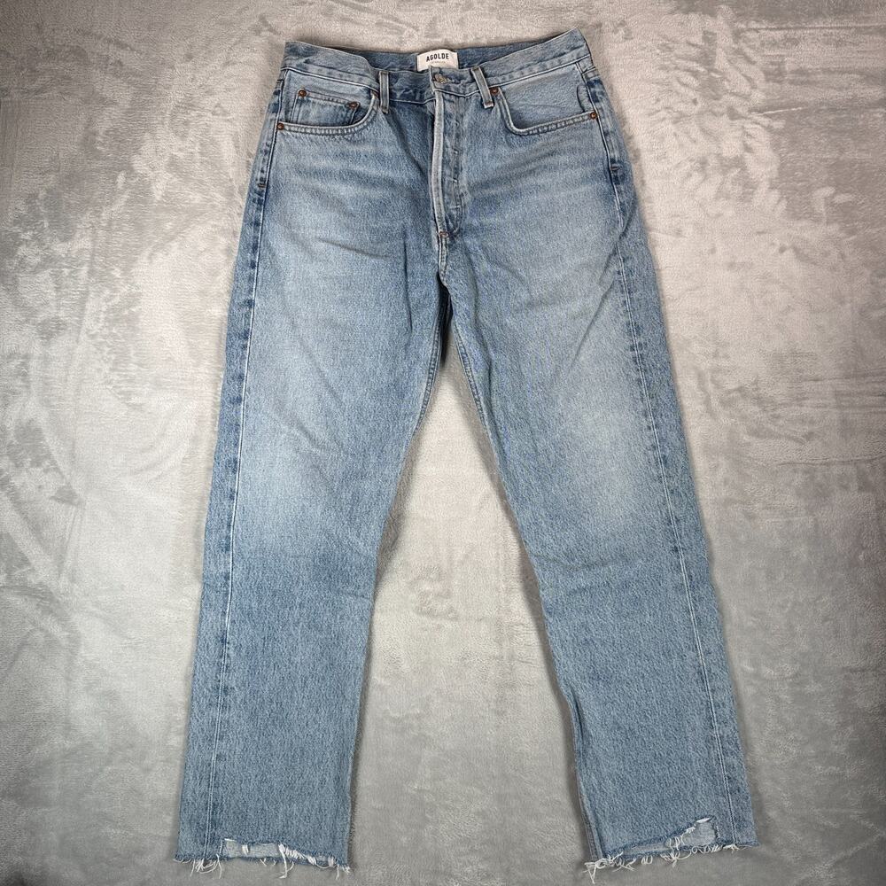 Agolde Jeans Riley Crop Womens 29 High Rise Straight Light Wash Denim